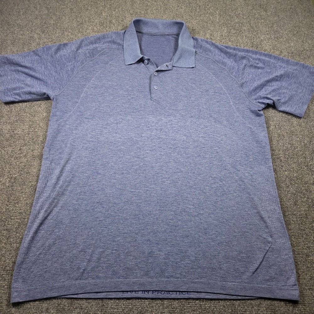 Lululemon Polo Shirt Mens XL Blue Solid Golf Performance Stretch Top Athletic